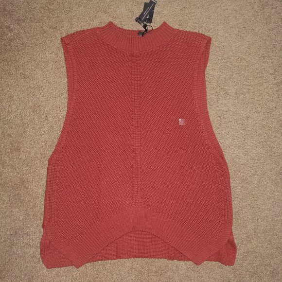 EXPRESS: Rust Orange Sleeveless Knit Sweater Top - Women's Size Large NWT - Picture 2 of 8